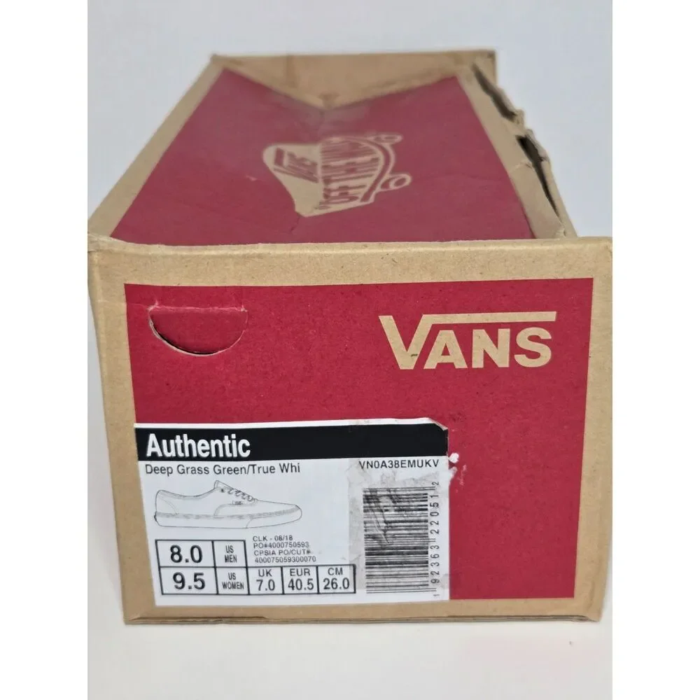 Vans Authentic Deep Grass Green Canvas Skate Shoes | Men's Size 8 - Women's 9.5
